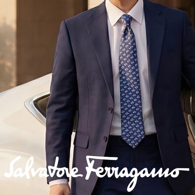 페라가모 실크 네이비 바이크 패턴 넥타이 8cm B등급 k1666