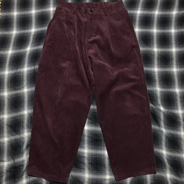 재팬 wego 슈퍼 와이드 퍼플 코듀로이 와이드 팬츠