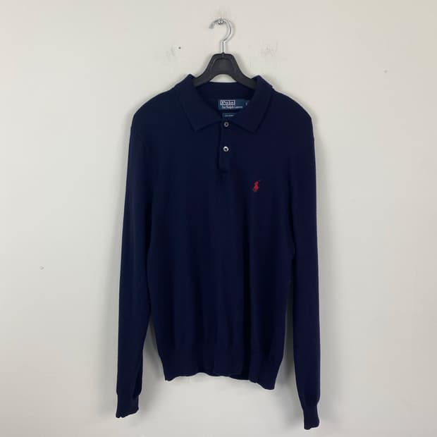 폴로 랄프로렌 메리노 울 네이비 니트 카라티 L