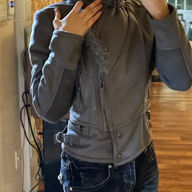 깜짝할인!-20,000)그레이 가죽 퍼자켓