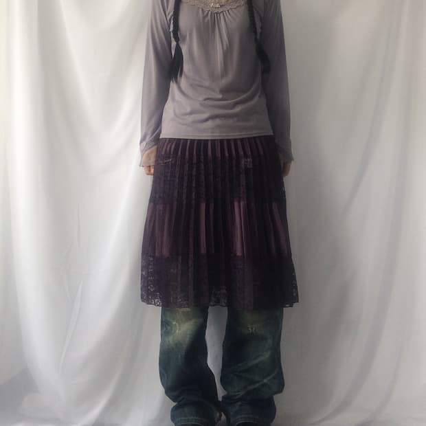 Axes femme lace trimming sleeve