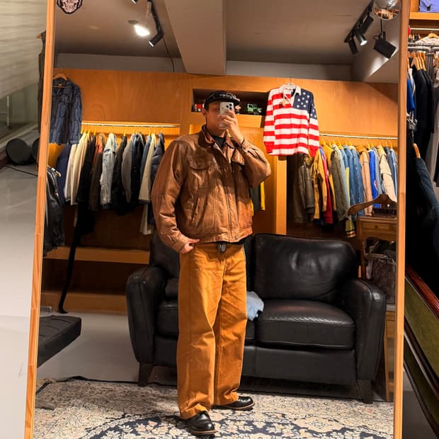 리바이스 90s 웨스턴웨어 카우레더 트러커 자켓 XL 소가죽