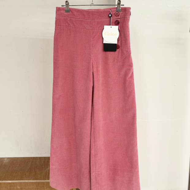 끌로에 핑크 코듀로이 와이드 팬츠 