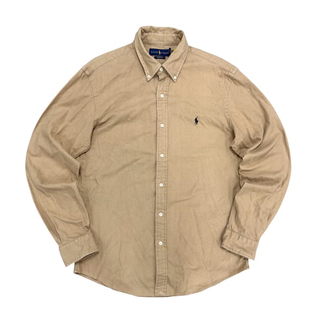 폴로 QR라벨 베이지 플란넬 셔츠(M)