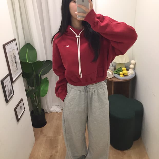 여성 나이키 크롭 후드티 100