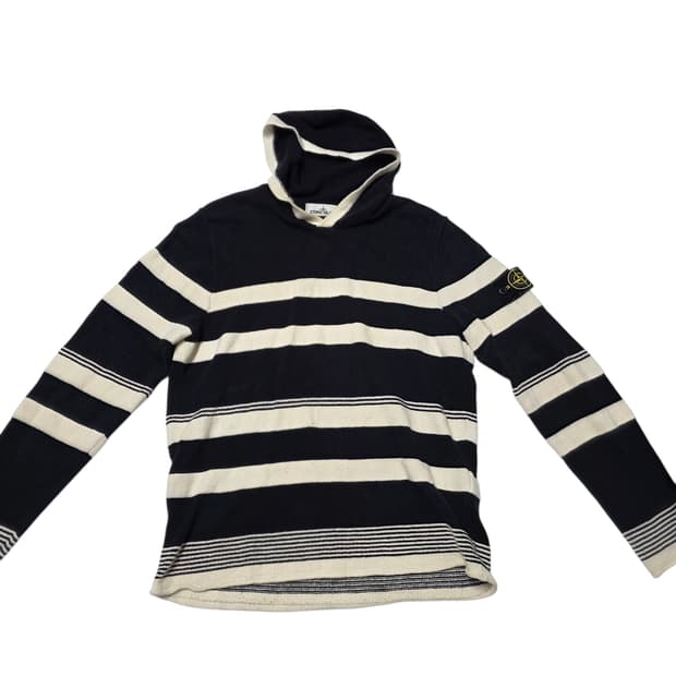 스톤아일랜드 네이비 화이트 후드니트 긴팔 100 (70 54)