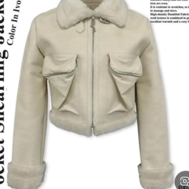 페일제이드 포켓 셔링 자켓 무스탕 아이보리