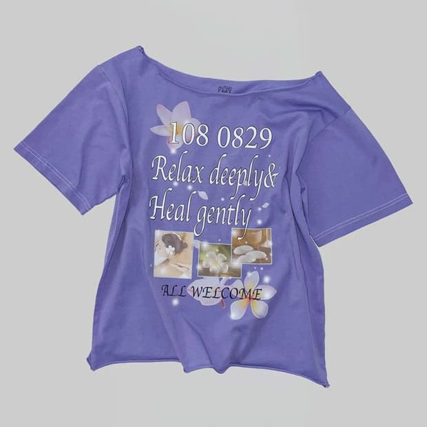 Healing Off-Shoulder Tee Purple (M) 스컬프터
