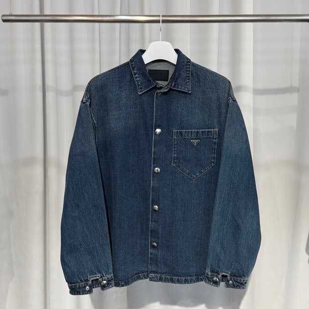 (XL) 프라다 삼각로고 데님 셔츠 자켓 