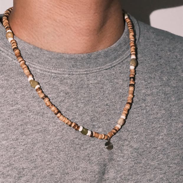 코코넛 옐로우오팔 원석 목걸이