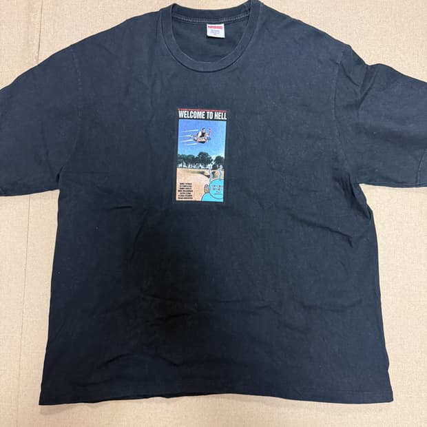 슈프림 x 토이 머신 웰컴 투 헬 티셔츠 블랙, XL