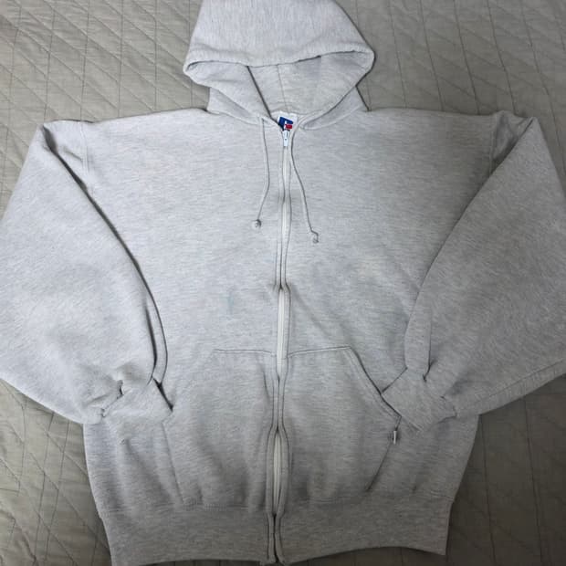 [L] 90s 러셀 애슬레틱 후드집업 라이트 그레이 굿컨디션