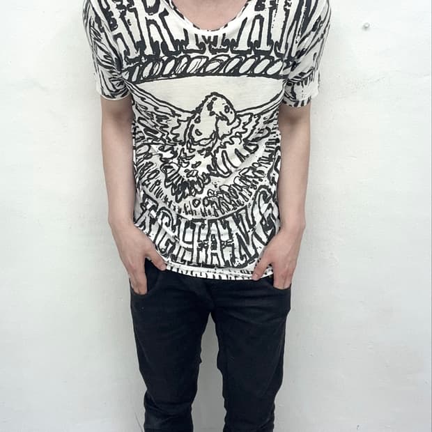 Armani exchange eagle pattern short slee