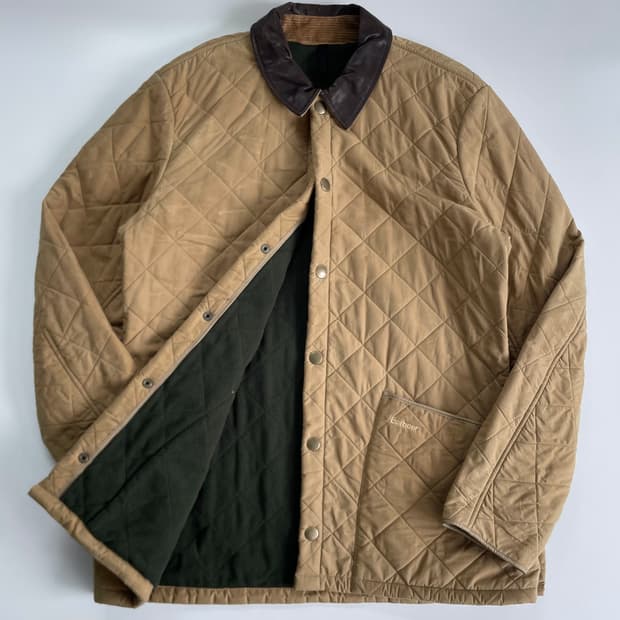 Barbour  바버 퀼티드 레더카라 자켓