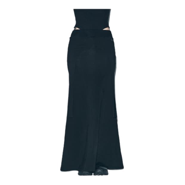 YEEL STRAP-LAYERED MAXI SKIRT BLACK