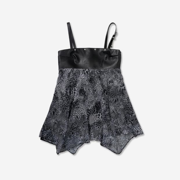 엘프엘프엘프 아카이브스 벨티드 레오파드 슬리브 원피스 그레이