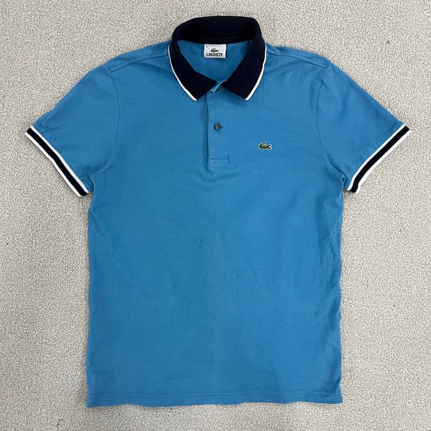 4 라코스테 배색 카라 반팔 티셔츠 0225M2