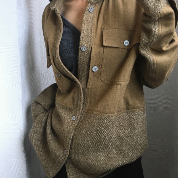 RRL 더블알엘 베이지 카라 울 헌팅 셔츠