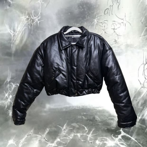 y2k 레더 크롭 숏패딩