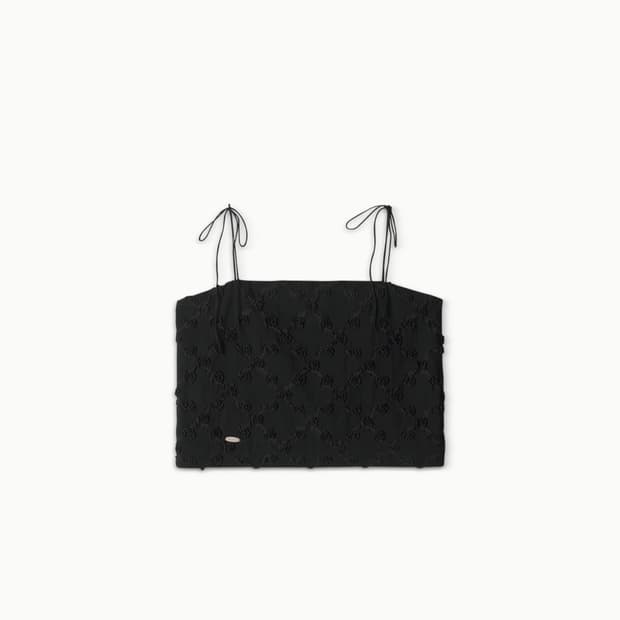 아비에무아 블룸 코튼 슬리브리스 탑 블랙