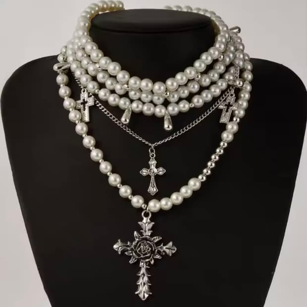 빈티지 고딕 목걸이 세트 고스펑크 오리엔탈 십자가