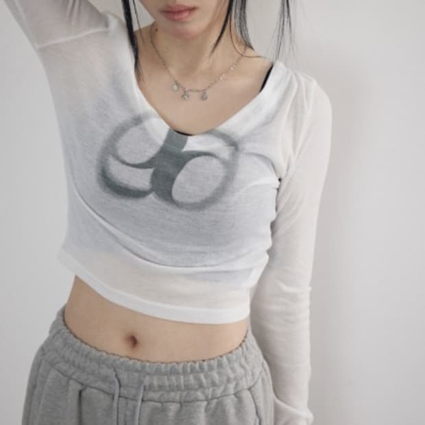 애즈온 씨스루 시스루 티 긴팔 슬리브