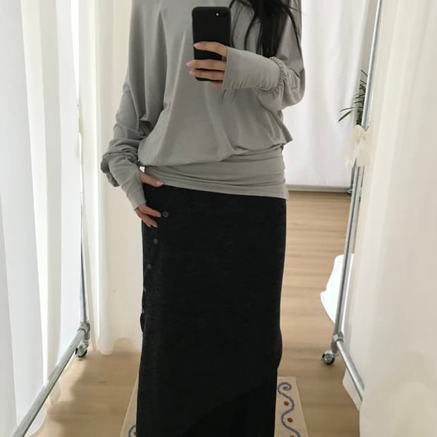 튜프티 레이어 니트 스커트 블랙