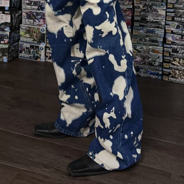 Black Up 타이다이 워시드 스트레이트 진