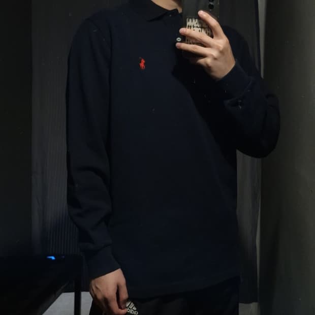 폴로랄프로렌 네이비 레드포니 아메카지 카라넥 코튼블렌드 긴팔 롱슬리브