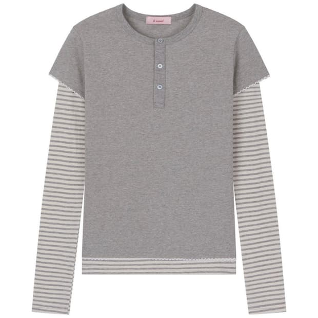 로액슈얼 스트라이프 레이어드 롱슬리브