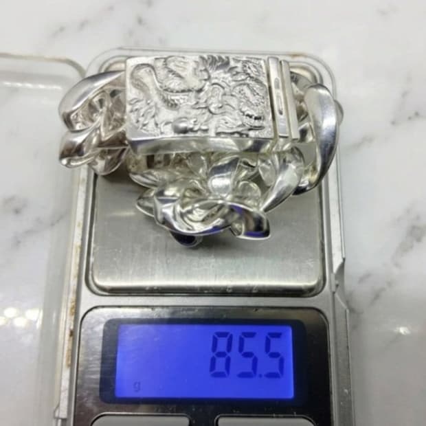 💎 [실버 925] 헤비 드래곤 커브 체인 팔찌 (85.5g)