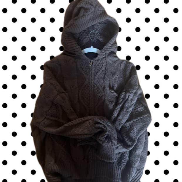 빈티지 모리걸 브라운니트후드집업