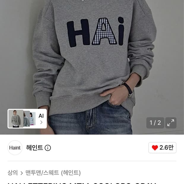 hai 레터링 맨투맨 (헤인트)