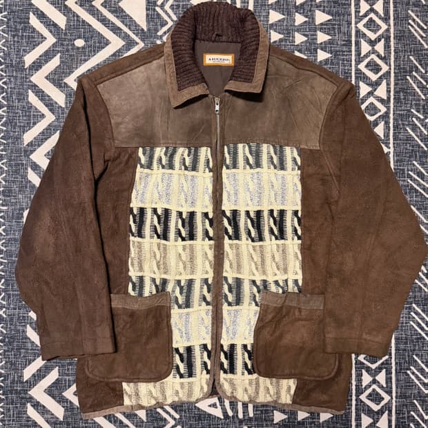 빈티지 레더 디테일 자켓