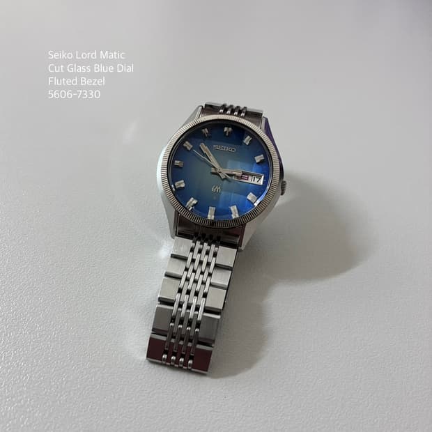 Seiko Lord Matic Cut Glass Blue Dial