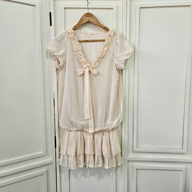 쉬폰 프릴 리본 원피스