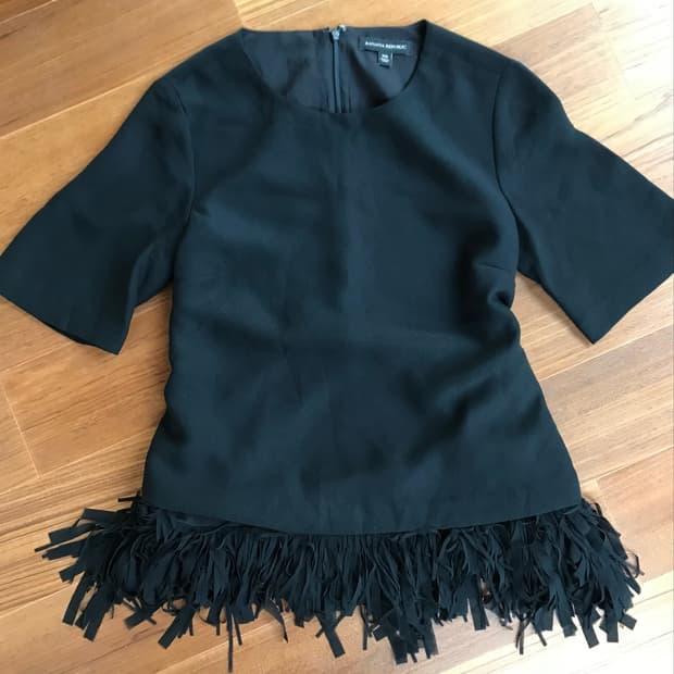 vintage black tassel blouse
