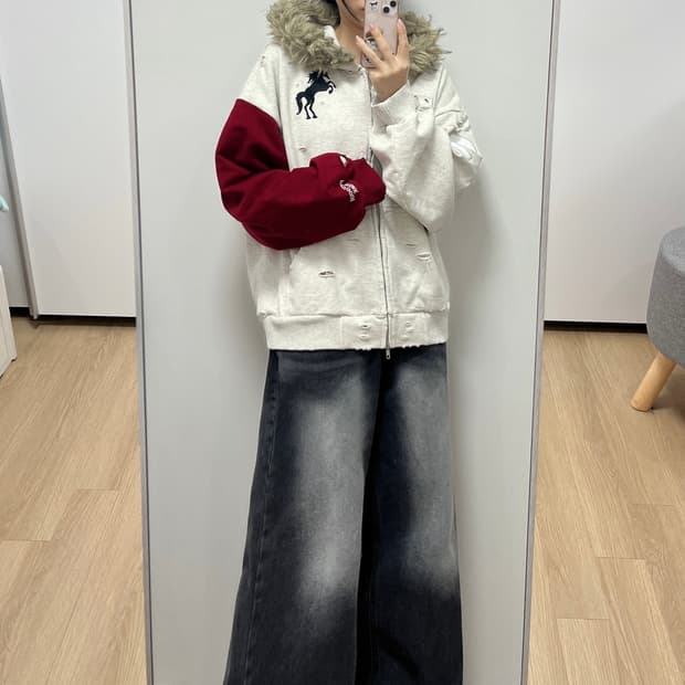 (새상품) 프로토콜 인덱스 버티보어 퍼 오트밀 후드집업