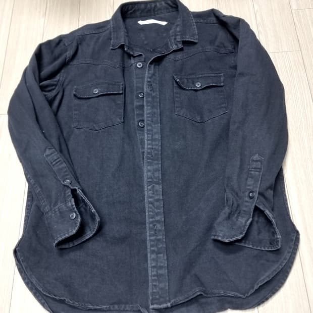 오프화이트 블랙 데님 셔츠 남방(100)