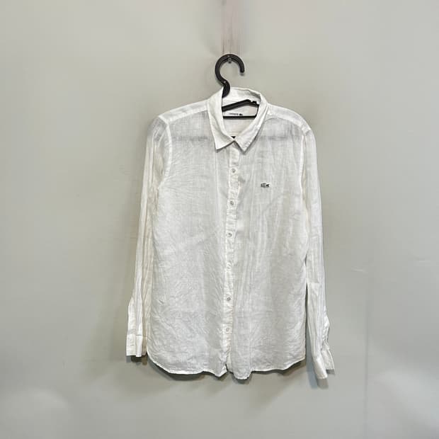 라코스테 여성 화이트 린넨 셔츠 남방 100