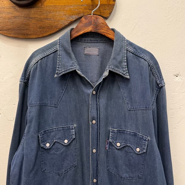 XL) BLUE BLUE Denim Western Snap Shirt