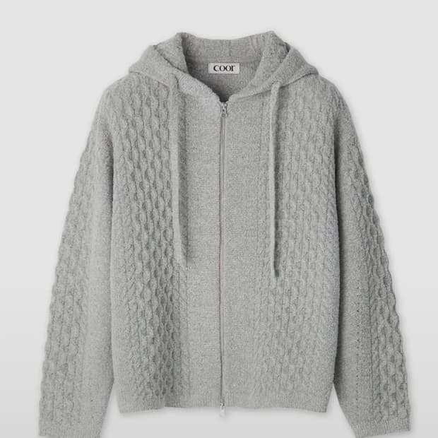 [M] 쿠어 링구사 케이블 후디드 집업 멜란지그레이