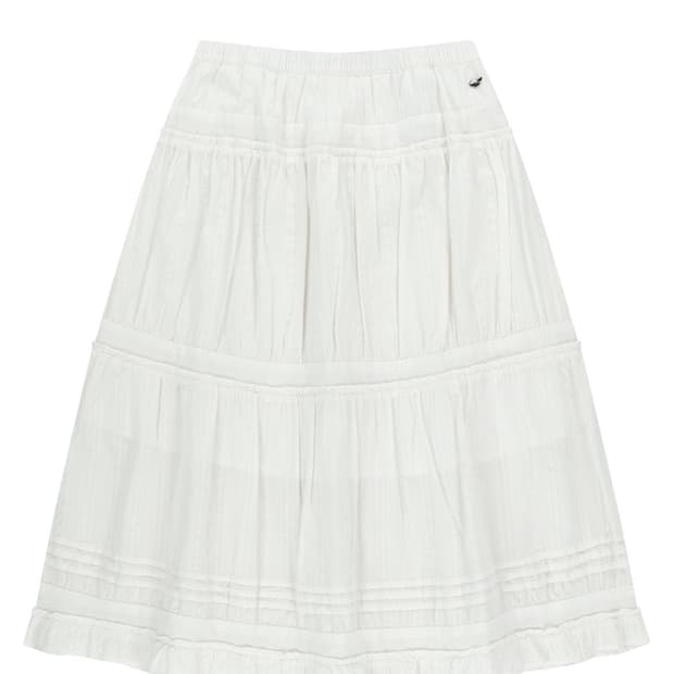SHIRRING MIDI SKIRT WHITE