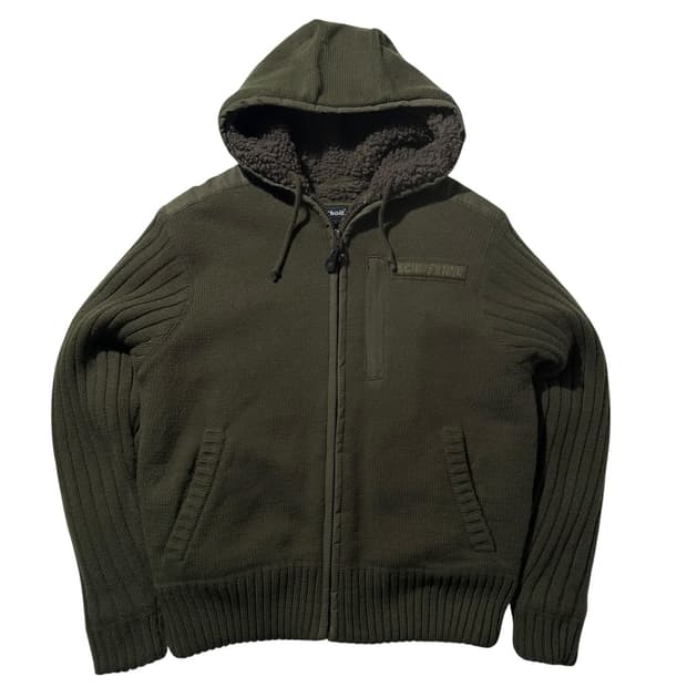 쇼트 쉐르파 니트 후드집업