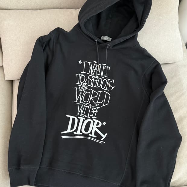 디올 X 숀 스투시 콜라보 블랙 후드티 M