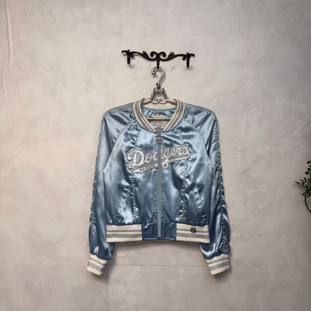 MLB glossy cotton candy sky blue blouson