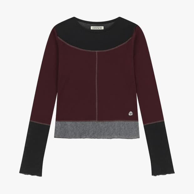 코이세이오 네트 스티치 롱슬리브 플럼 레드