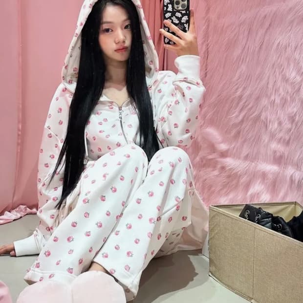 유희 플라워패턴 후드집업