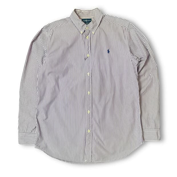 폴로 랄프로렌 퍼플 스트라이프 긴팔 셔츠 XL