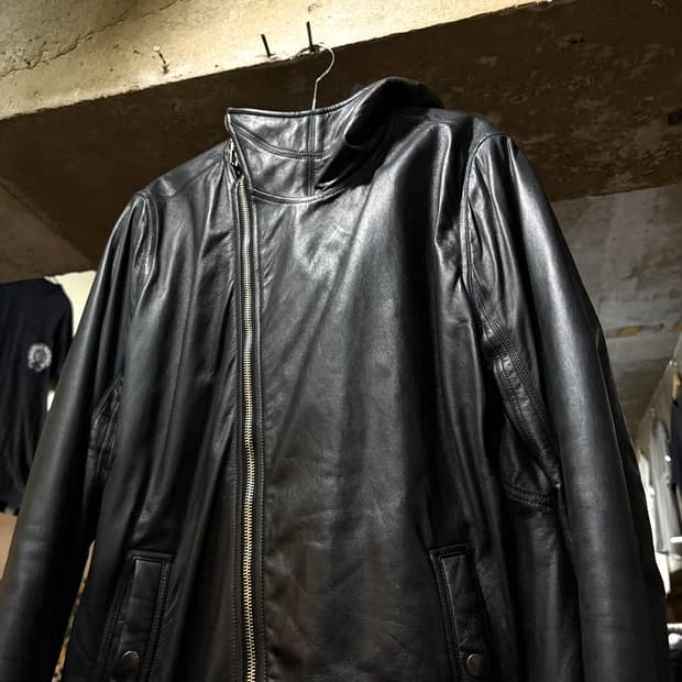 2014 rick owens 릭오웬스 아카이브 레더 사선 집업 자켓